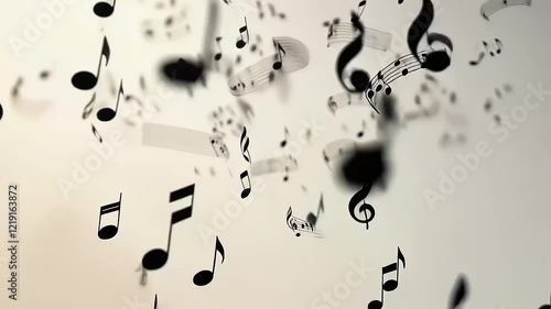 Abstract Whimsical Dance of Musical Notes in Motion