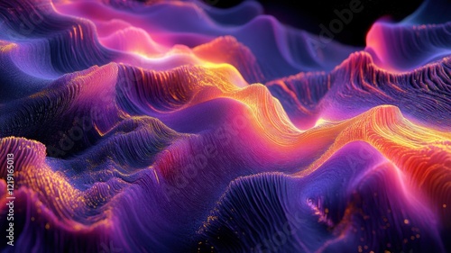 Surreal landscape with neon...