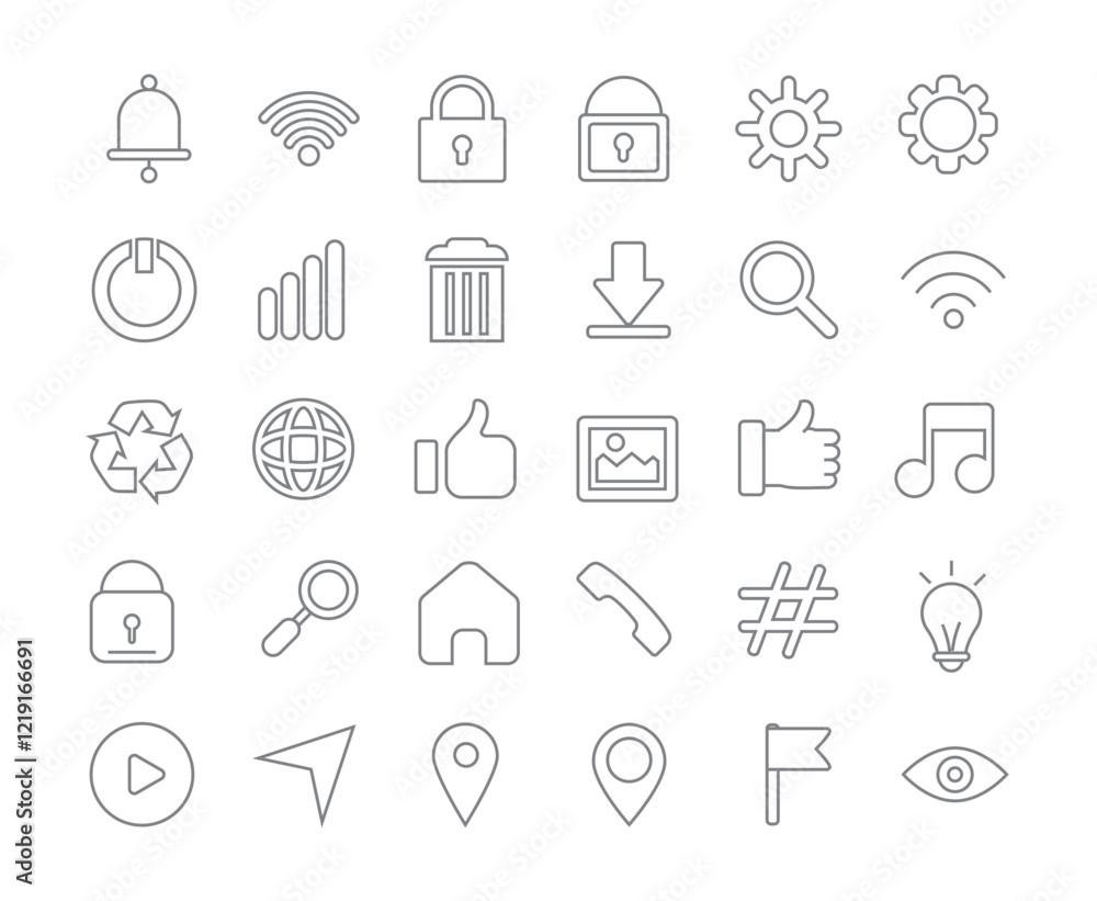 Graphical User Interface (UI), social media, web, internet design icon set (3 of 4) dark gray line icons Graphical User Interface (UI), social media, web, internet design icon set (3 of 4) dark gray line icons