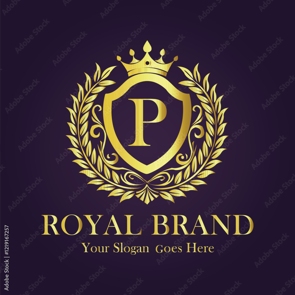 Fototapeta premium Luxury Gold Monogram Logo - Letter P