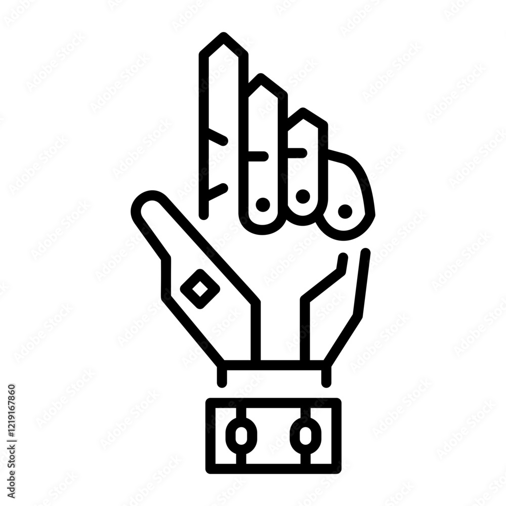 A line style icon depicting a digital glove A line style icon depicting a digital glove