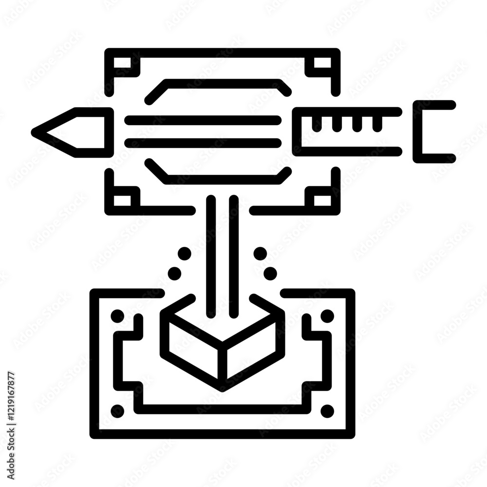 Extrude tool icon in line style Extrude tool icon in line style
