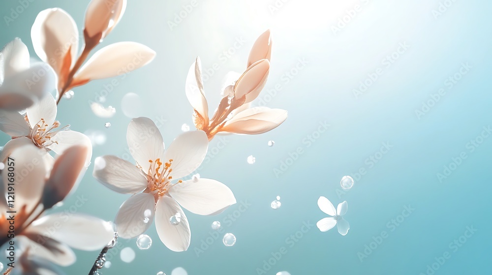 Delicate White Blossoms Floating Gently in Air Delicate White Blossoms Floating Gently in Air