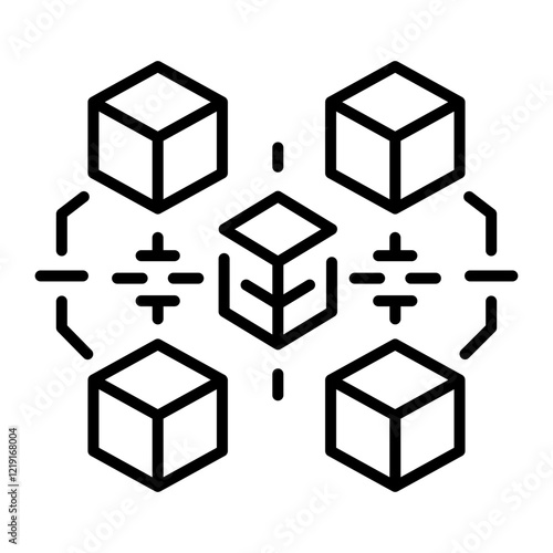 A line style icon depicting blockchain modelling 