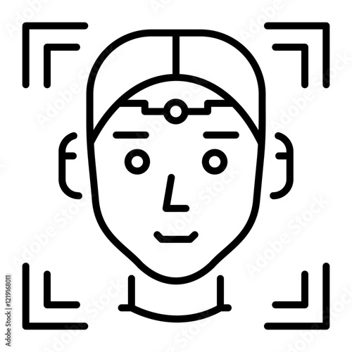 Linear style icon depicting face selection tool