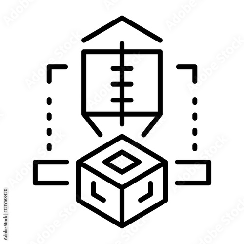 A line style icon of 3d cube design