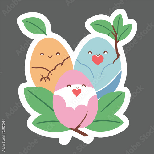 illustration of an ester egg family