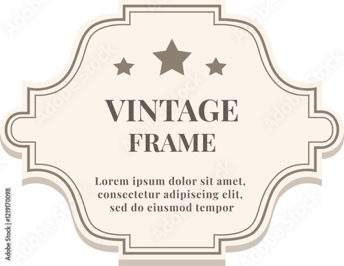 Vintage frame featuring three stars and an elegant border, providing a perfect backdrop for sample text and adding a classic touch to various design projects
