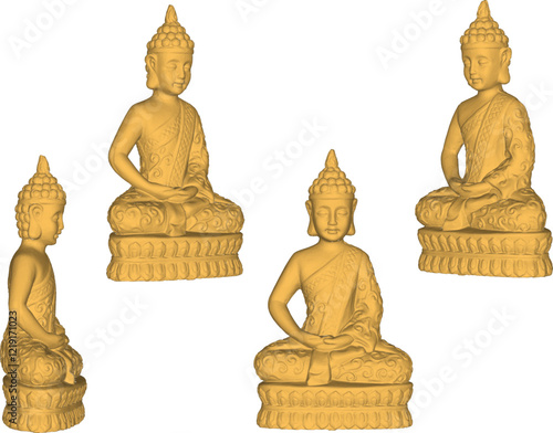 Vector sketch illustration of decorative design of buddha statue meditating on lotus flower