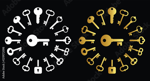 Elegant Key Designs in Gold and White