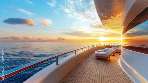 Obraz na płótnie Luxury yacht sunset cruise, ocean view, travel brochure w salonie