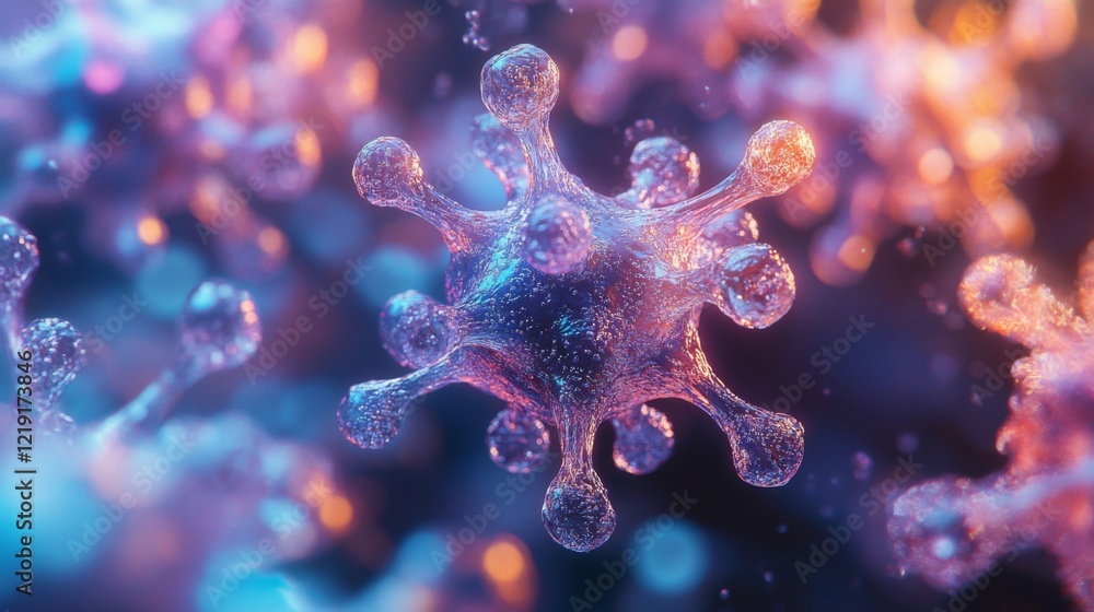 Microscopic View of a Virus in Vibrant Hues Microscopic View of a Virus in Vibrant Hues