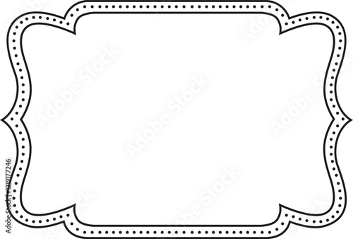 Ornate blank frame featuring a dotted border design, ideal for invitations, labels, or decorative purposes. The wavy edges add a touch of sophistication and style to any project