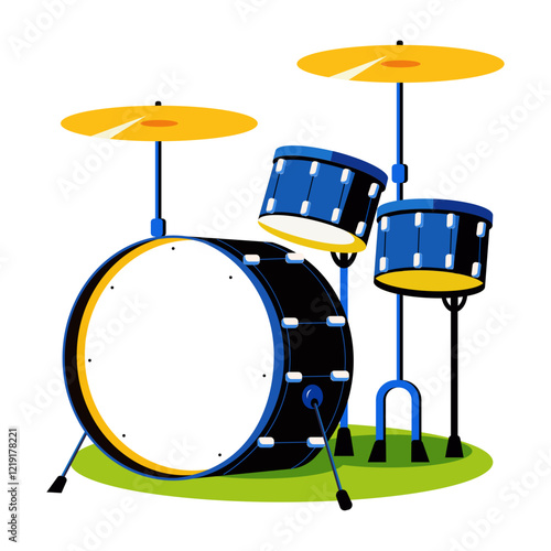 Flat style illustration of acoustic drum set