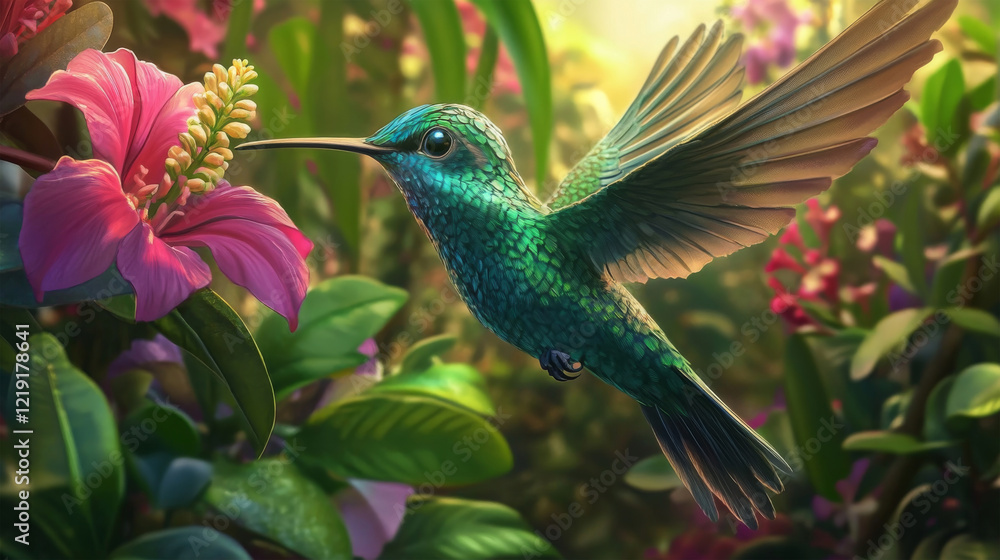 Obraz premium Tropical humming bird Wallpaper