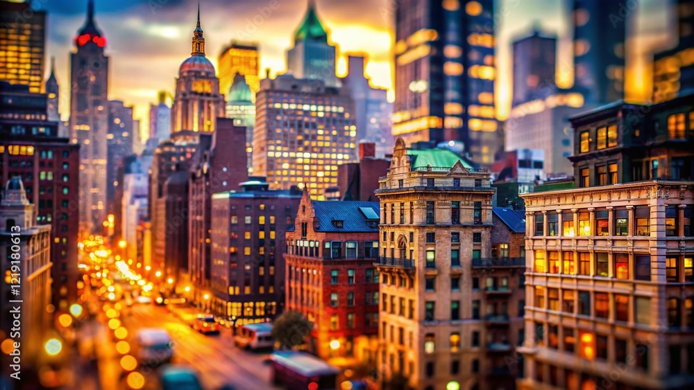 Naklejka premium NYC Urban Skyline Blurred Background - Abstract Cityscape Photo