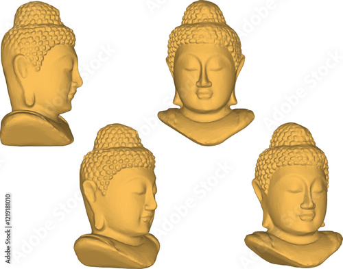 Vector sketch illustration of buddha head statue decoration design of wisdom