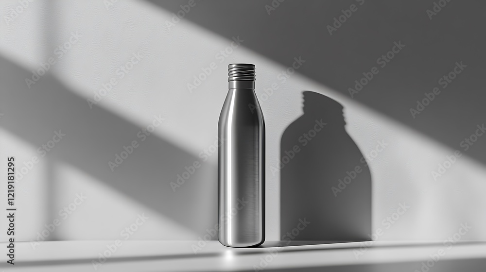 Metallic Bottle in a Minimalist Setting Metallic Bottle in a Minimalist Setting