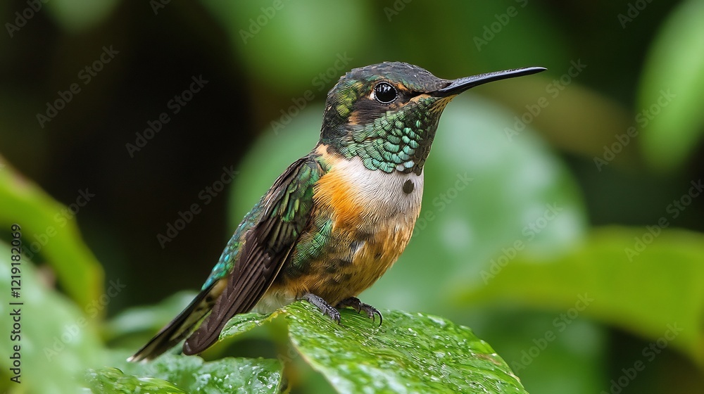 Fototapeta premium A hummingbird aggressively chasing another away from its feeding spot