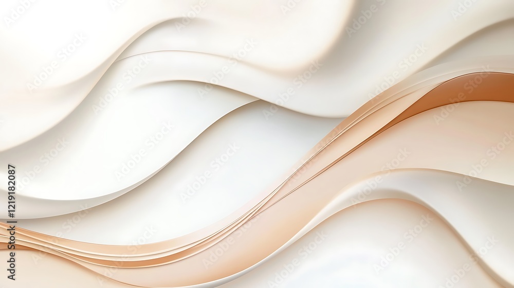 Obraz premium Abstract Beige and White Wavy Swirls Design