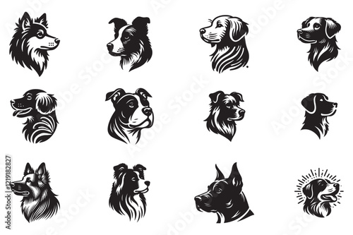 Minimalist Canine: A Sleek Dog Head Silhouette in Vector Art