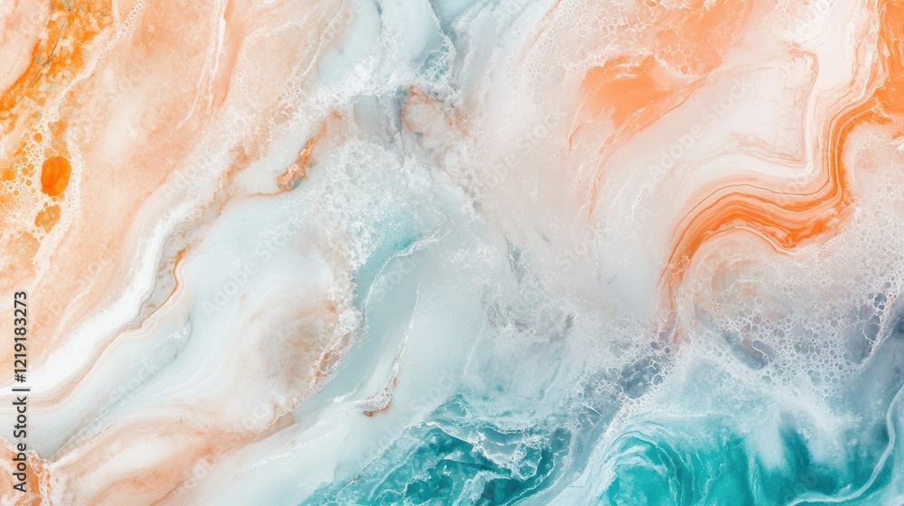 Fototapeta premium Pastel tones blend in smooth, fluid like patterns, offering an elegant and calming design ideal for creating tranquil visuals.
