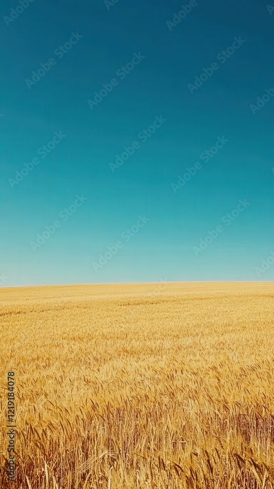 Golden wheat field under a clear blue sky during daytime Golden wheat field under a clear blue sky during daytime