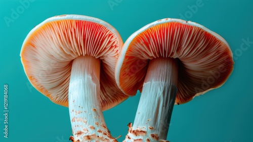 Mushroom captured on a restrained background, awesome natural mushroom. Background serene, mushroom conspicuous. photo