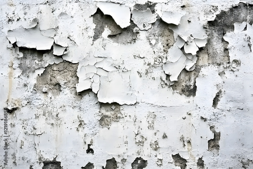 Fototapeta premium Grunge White Wall Texture Peeling Paint Abstract Background