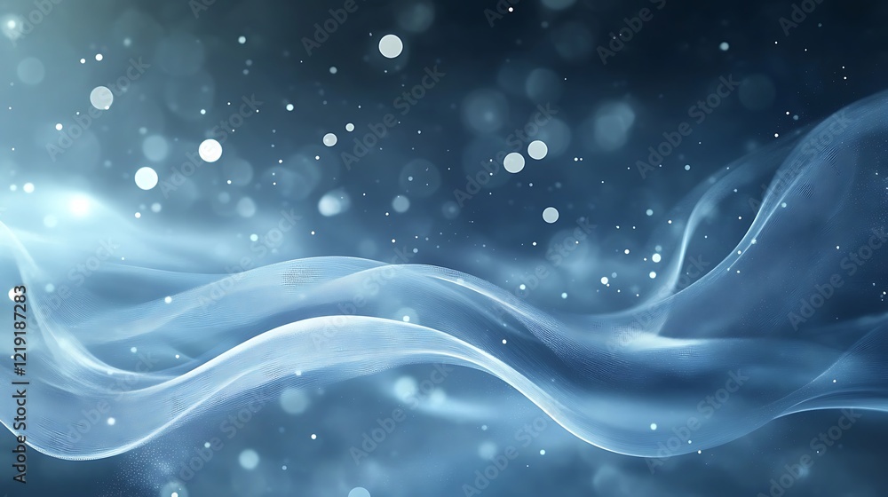 Abstract Blue Wave with Sparkling Dust Particles Abstract Blue Wave with Sparkling Dust Particles