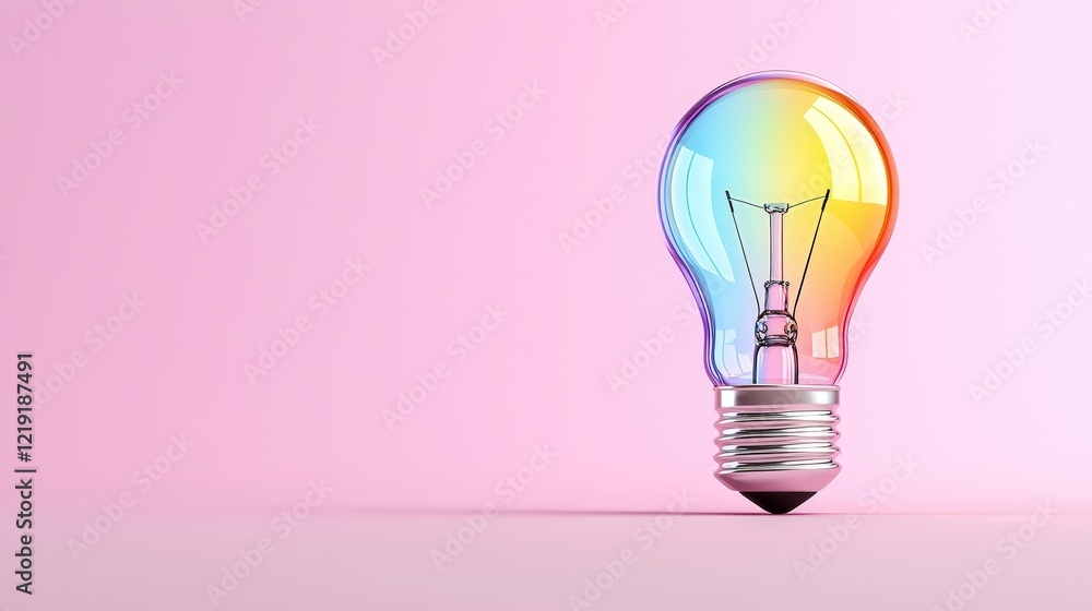 Colorful Light Bulb on Pink Background Illuminating Creative Ideas and Innovation Concepts Colorful Light Bulb on Pink Background Illuminating Creative Ideas and Innovation Concepts
