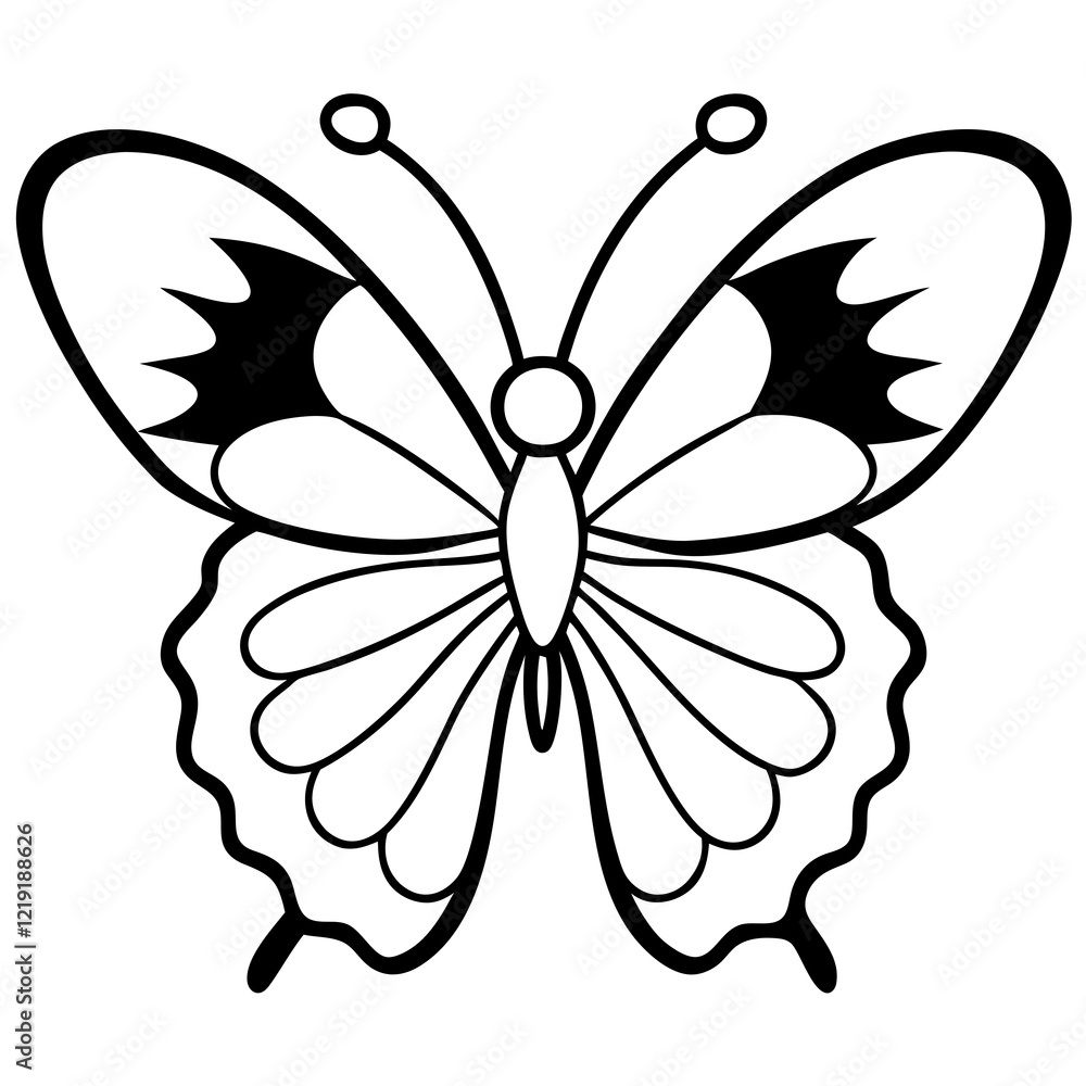 Obraz premium Romantic Butterfly Outline with Heart Shapes