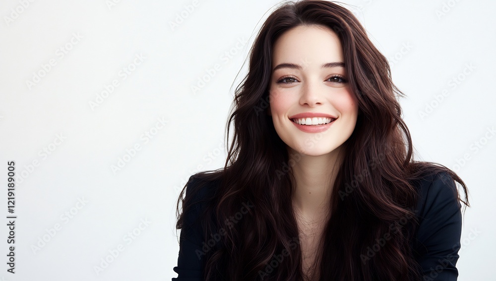 Smiling woman, portrait, studio, white background, headshot Smiling woman, portrait, studio, white background, headshot