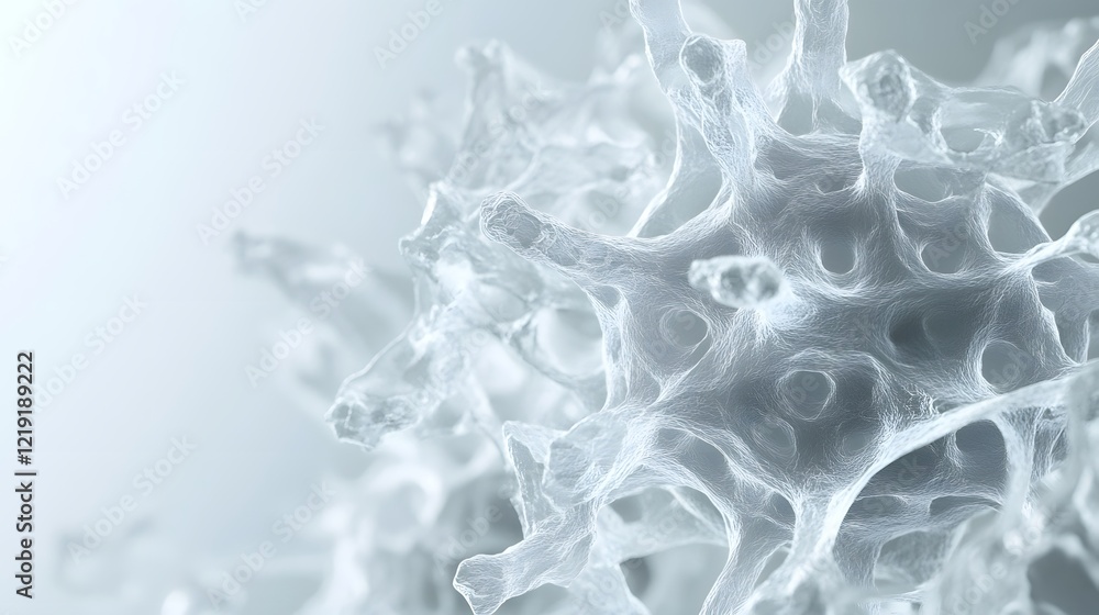 3D Render of a Virus Cell with Spikes on a Light Background