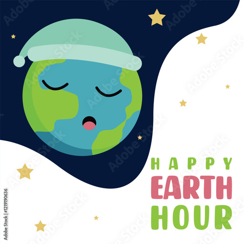 Happy earth hour background illustration