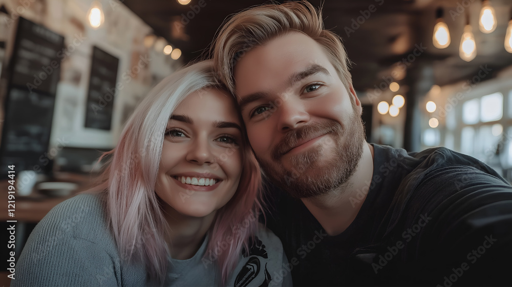 Happy couple taking selfie photo Happy couple taking selfie photo