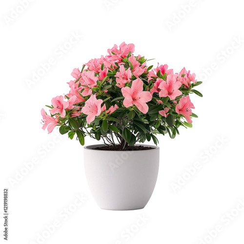 Wallpaper Mural A vibrant pink azalea plant in a white pot isolated on white background and transparent background. Torontodigital.ca