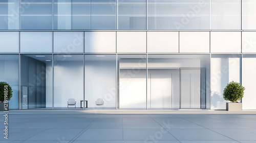 Insurance office exterior with glass windows showcasing modern architecture  reflecting professionalism and transparency in financial services and client trust.