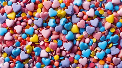 A Colorful Delight: Vibrant Heart-Shaped Sprinkles and Candy for Baking and Decoration