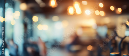 Wallpaper Mural Blurred background of a gym with people doing fitness exercises and working out in the morning, in a vintage style with a light tone. Torontodigital.ca