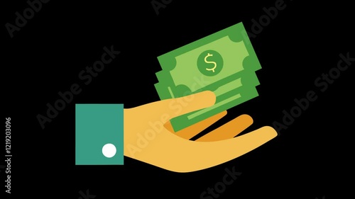 A Hand Holding money Vector Animation Video