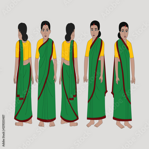 Indian village women cartoon character. moral stories for the best cartoon character