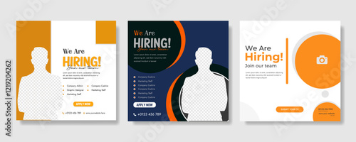 We are hiring job vacancy social media post banner design template with red color. We are hiring job vacancy square web banner design. Employee vacancy announcement. Illustration isolated