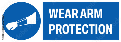 ISO mandatory safety signs uppercase text_wear arm protection_landscape size 1/2 a4,a3,a2,a1	