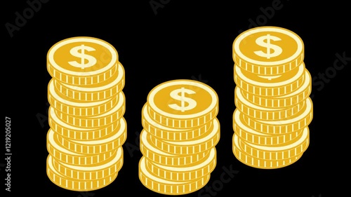 Money Coin fall vector video animation, currency stack vector animation video