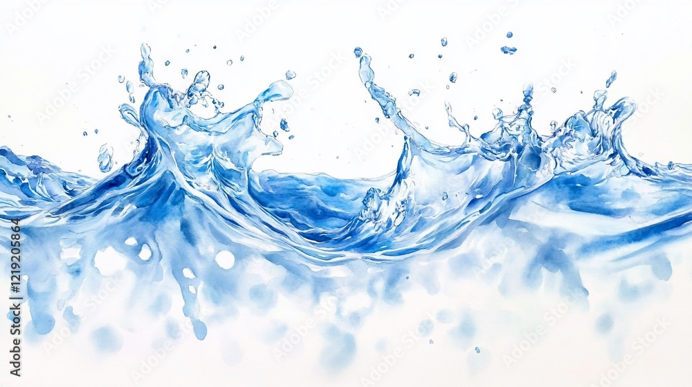 Blue water wave splash, isolated on white background. Blue water wave splash, isolated on white background.