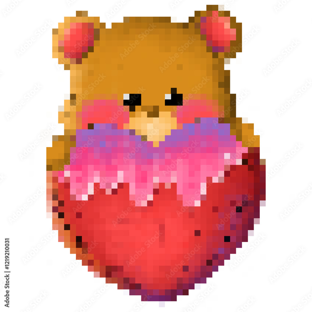 Fototapeta premium pixel teddy bear with heart