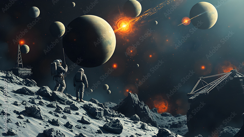 Astronaut on the different planet. Generative AI Astronaut on the different planet. Generative AI