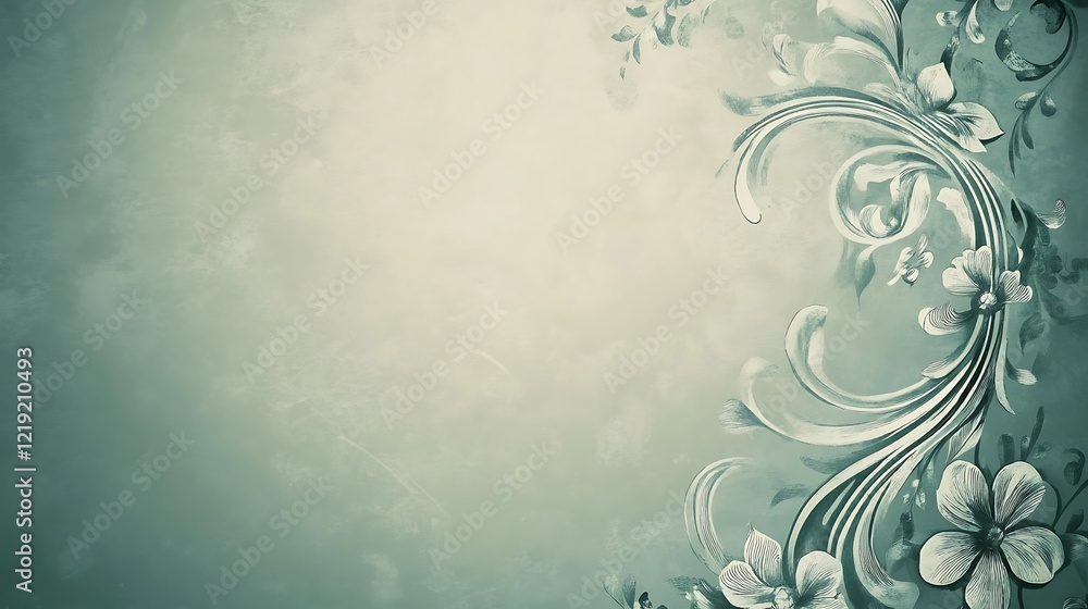 Elegant Floral Design On A Soft Green Background Elegant Floral Design On A Soft Green Background