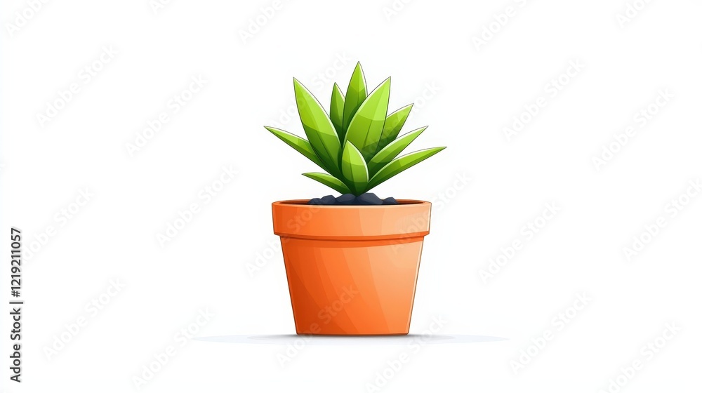 Obraz premium Green Succulent Plant in Orange Pot Isolated on White Background for Home Decor and Design